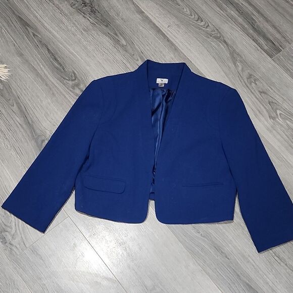 DK Blue Worthington Cropped Mock Neck Vintage Blazer Jacket - Picture 1 of 6
